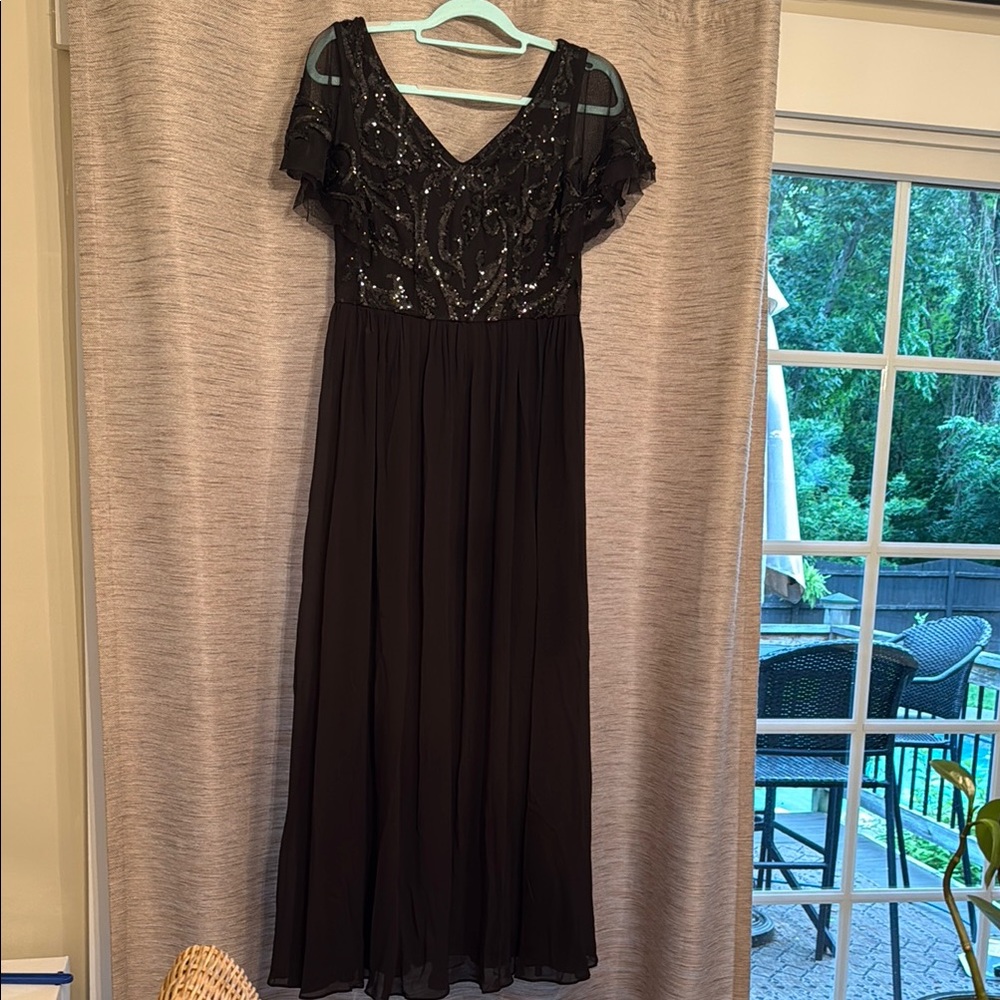 Ever Pretty Black V-Neck Flutter Sleeve Maxi Dress